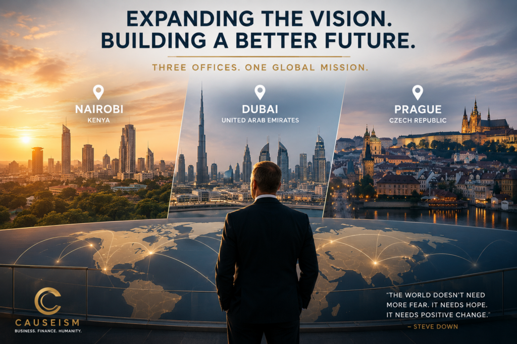 Steve Down Looking over Dubai, Nairobi, and Prague